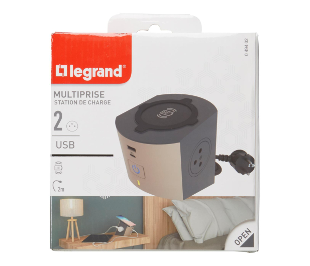 LEGRAND Przedłużacz - 2 gniazda, ładowarka indykcyjna, USB 49402 - 1047788 - zdjęcie 4